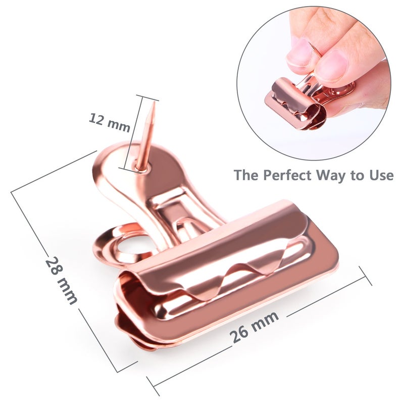 Yalis Push Pins Clips 15-Count, Pinning No Holes for Paper, Creative Paper Clips with Tack for Cork Board and Photo Wall (Rose Gold) - Image 2